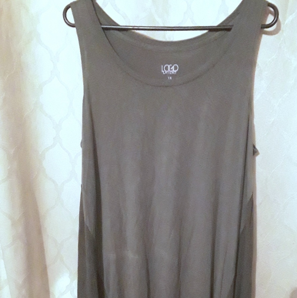 logo layers gray asymmetrical tank top 1x